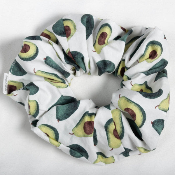 Large White Avocado Print Scrunchie