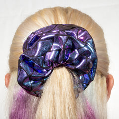 Large Big Scale Irredescent Blue Green Purple Mermaid Big Scales Scrunchie