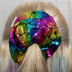 Large Rainbow Mermaid Big Scales Scrunchie