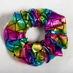 Large Rainbow Mermaid Big Scales Scrunchie