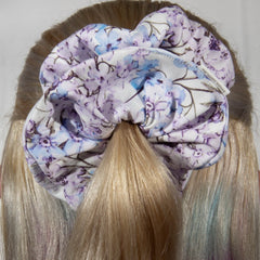 Large Blue & Purple Sakura Print Scrunchie