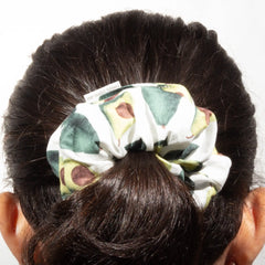 Classic White Avocado Print Scrunchie