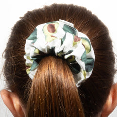 Classic White Avocado Print Scrunchie