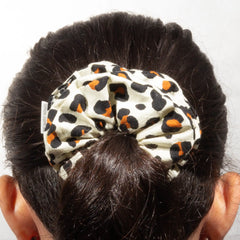 Classic White Leopard Print Scrunchie