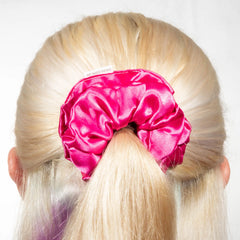 Classic Hot Pink Satin Scrunchie