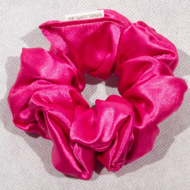 Classic Hot Pink Satin Scrunchie