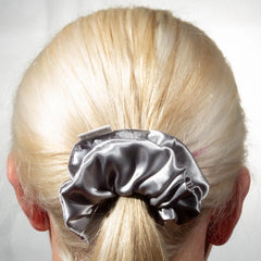 Classic Silver Satin Scrunchie