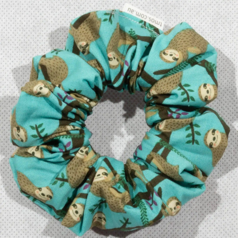 Classic Happy Sloth Print Scrunchie