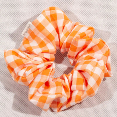 Classic Orange Gingham Scrunchie