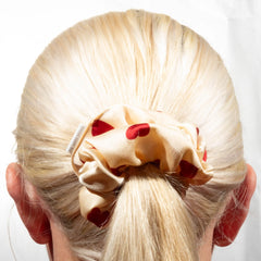 Classic Red Hearts on Cream Scrunchie