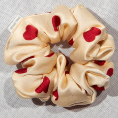 Classic Red Hearts on Cream Scrunchie