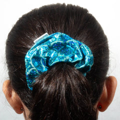 Classic Ocean Blue Small Scales Scrunchie