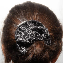 Classic White Hearts on Black Scrunchie