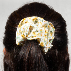 Large Yellow Daisy Flower Print Scrunchie