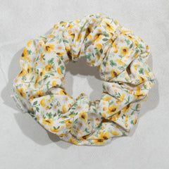 Large Yellow Daisy Flower Print Scrunchie