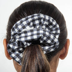 Large Black Gingham Scrunchie