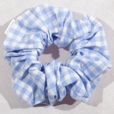 Large Blue Gingham Scrunchie