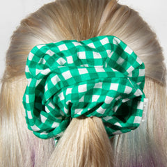 Large Green Gingham Scrunchie