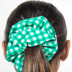 Large Green Gingham Scrunchie