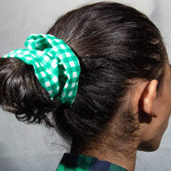 Large Green Gingham Scrunchie