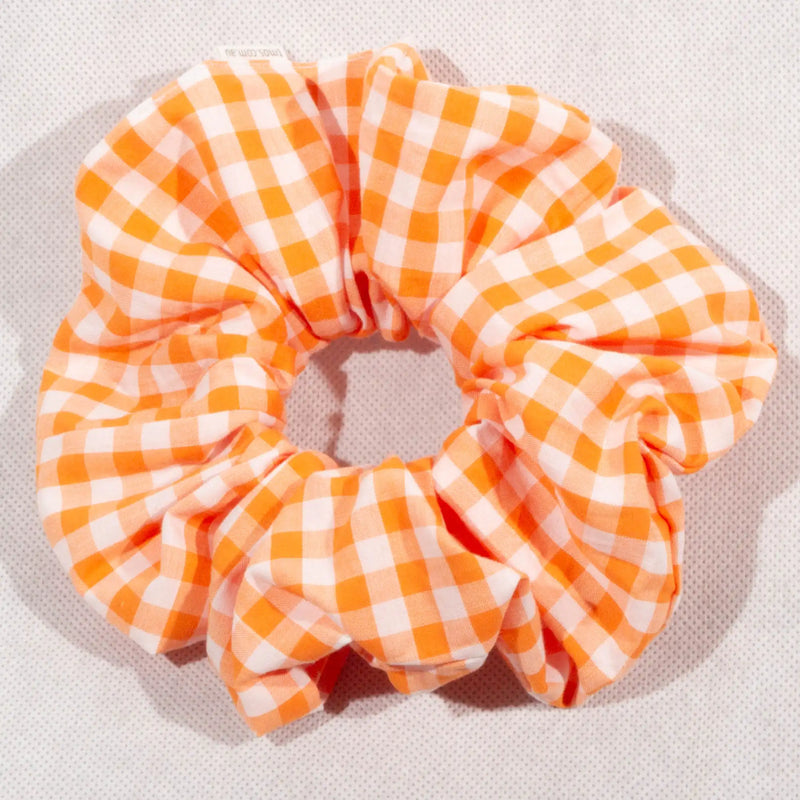 Large Orange Gingham Scrunchie