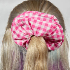 Large Pink Gingham Scrunchie