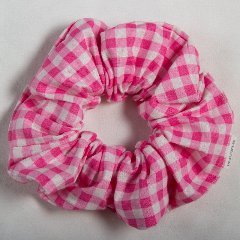 Large Pink Gingham Scrunchie