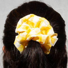 Large Yellow Gingham Scrunchie