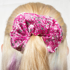 Large Pink Stars Velvet Scrunchie