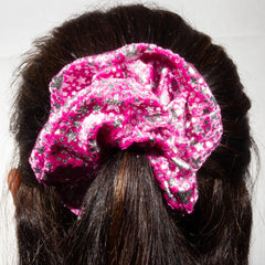 Large Pink Stars Velvet Scrunchie