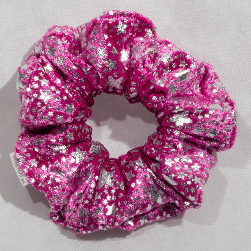 Large Pink Stars Velvet Scrunchie