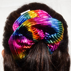 Large Pleated Rainbow Scrunchie