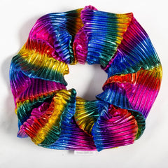 Large Pleated Rainbow Scrunchie