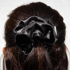 Large Black Satin Scrunchie