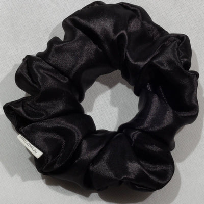 Large Black Satin Scrunchie