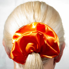 Large Orange Satin Scrunchie