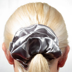 Large Silver Satin Scrunchie