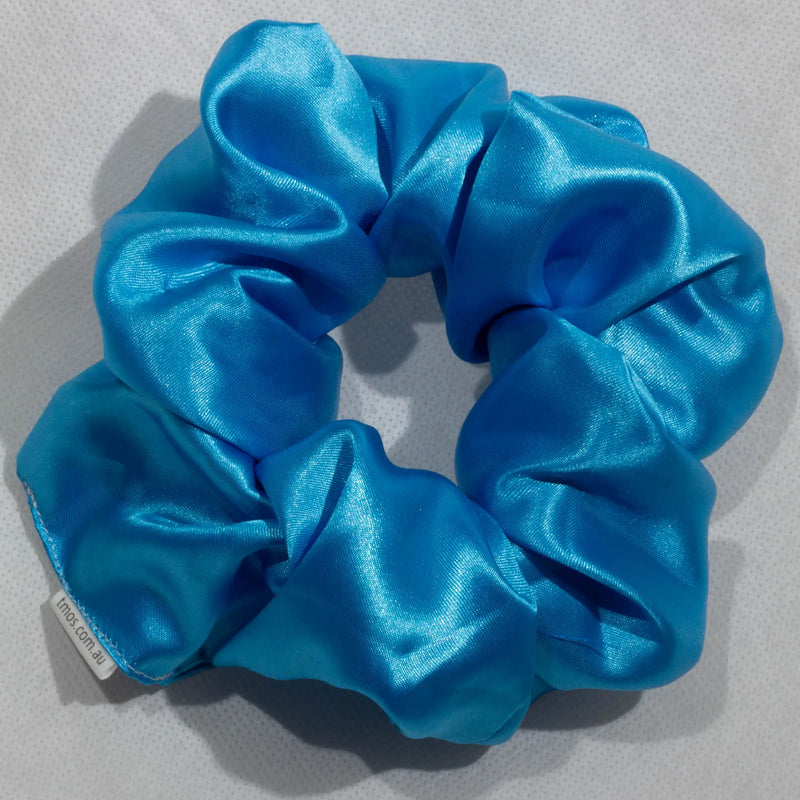 Large Sky Blue Satin Scrunchie