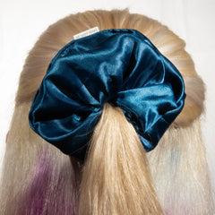 Large Teal Blue Satin Scrunchie