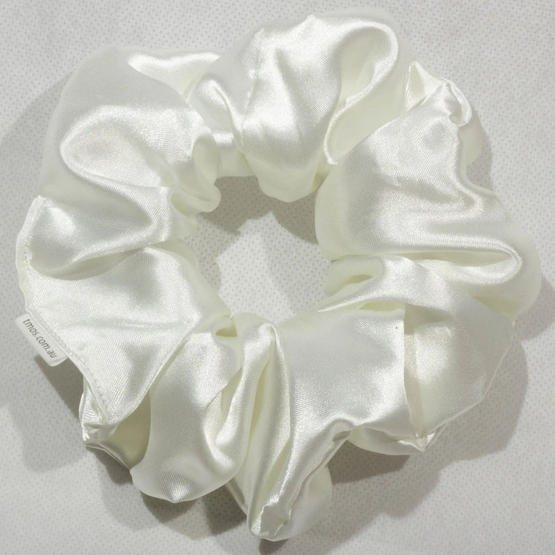 Large White Satin Scrunchie