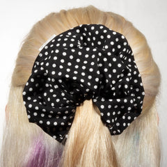 Large White Polka Dots on Black Scrunchie