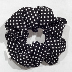 Large White Polka Dots on Black Scrunchie